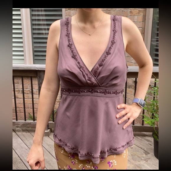 TED BAKER Silk purple Beaded sleeveless blouse size - Picture 4 of 13